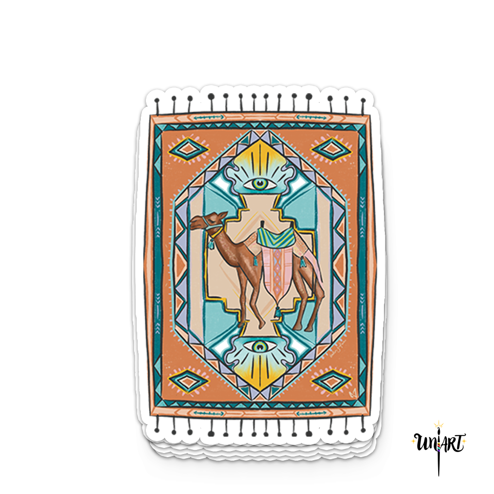 Rooted Camel on Tribal Rug Sticker – ستيكر الجمل والجذور